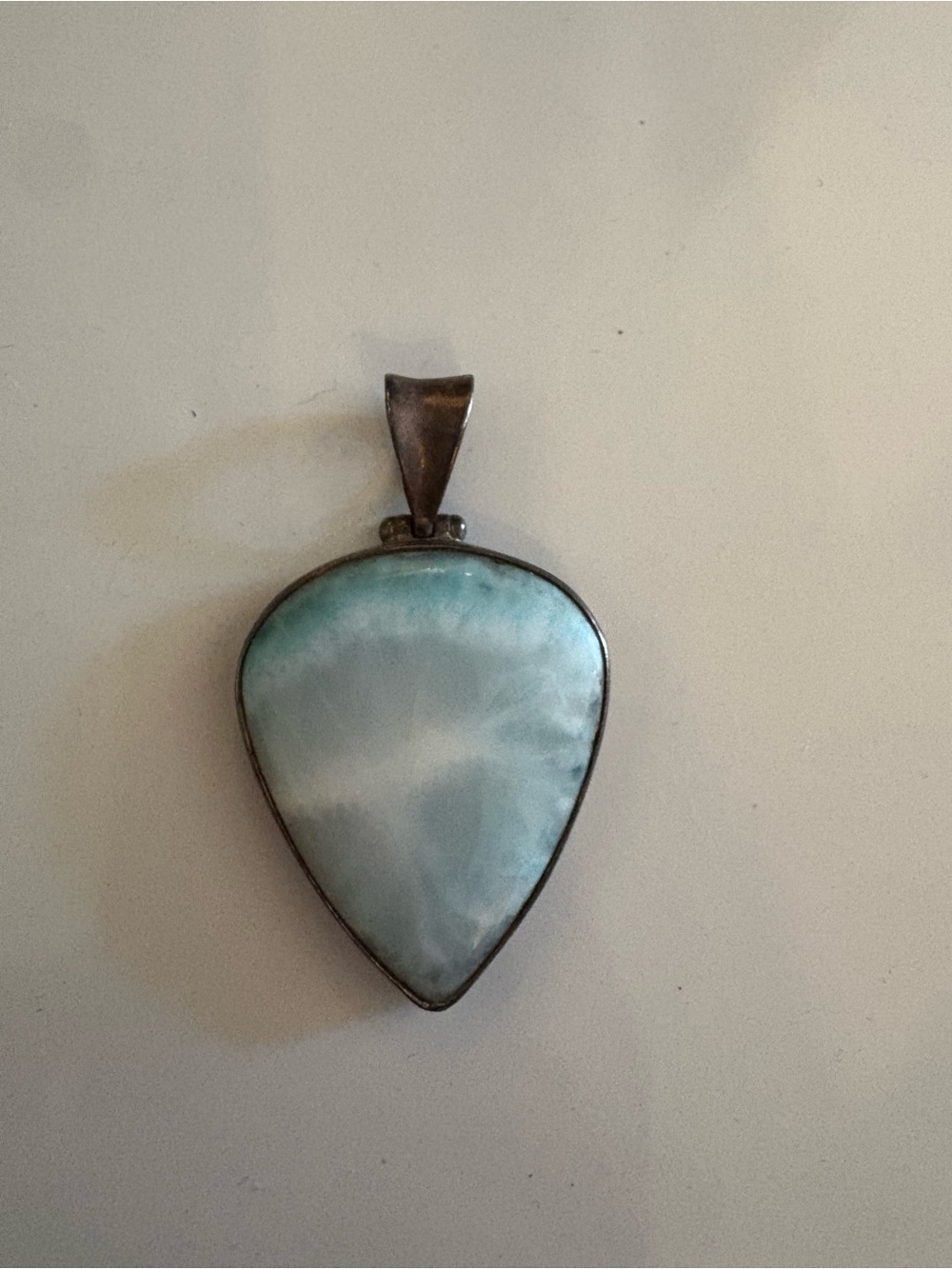 Turquoise Teardrop Pendant Necklace - Light Blue Sterling Setting